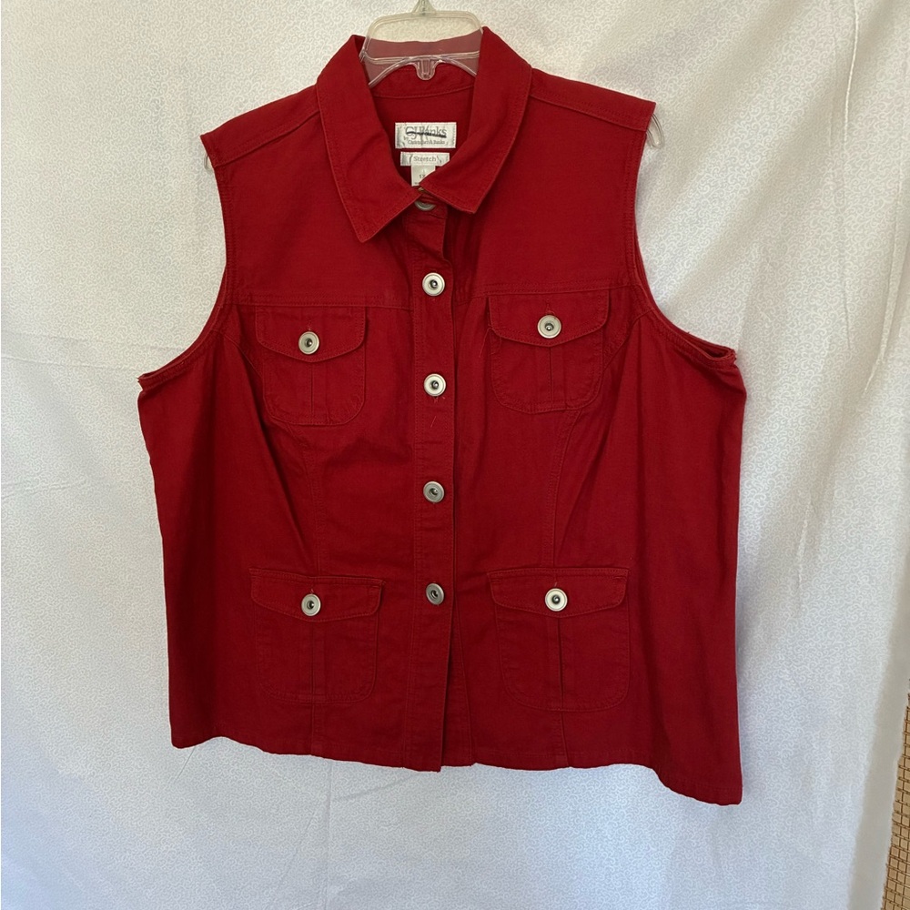 CJ Banks Red Button-Down Vest